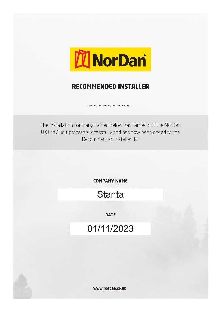 Stanta achieve Recommended Installer status with Nordan UK Ltd